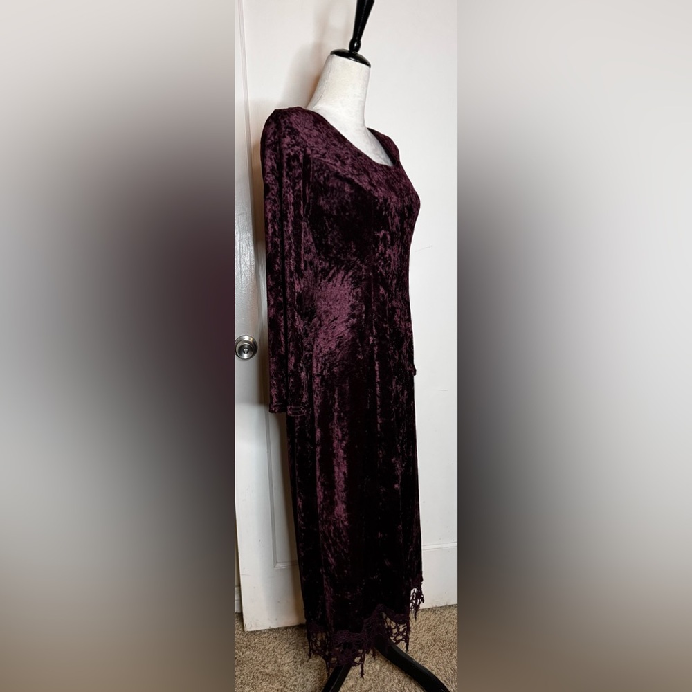 Vintage Mauve Velvet Sheath Midi Dress 90’s Witchy whimsigoth stevie knicks noir - Picture 13 of 14